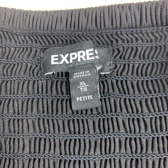 Express Black Ruffle Tie Wrap Dress XL Petite Sleeveless Spaghetti Strap Smocked - Picture 6 of 13